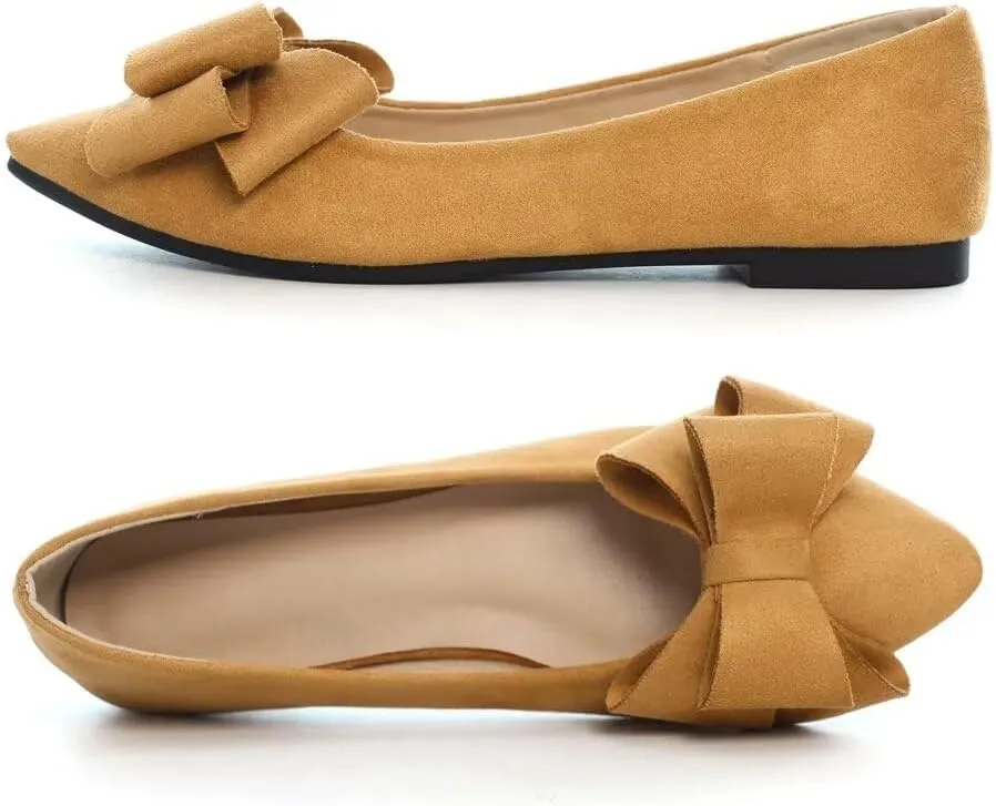 TN TANGNEST Women Fashion Bowknot Flats Comfort Pointed Toe Dress Shoes