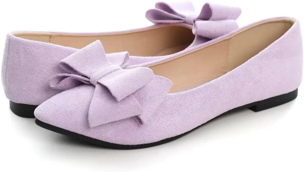 TN TANGNEST Women Fashion Bowknot Flats Comfort Pointed Toe Dress Shoes