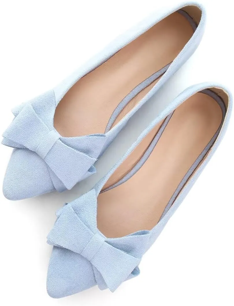 TN TANGNEST Women Fashion Bowknot Flats Comfort Pointed Toe Dress Shoes