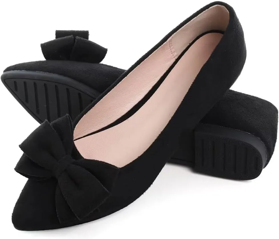TN TANGNEST Women Fashion Bowknot Flats Comfort Pointed Toe Dress Shoes