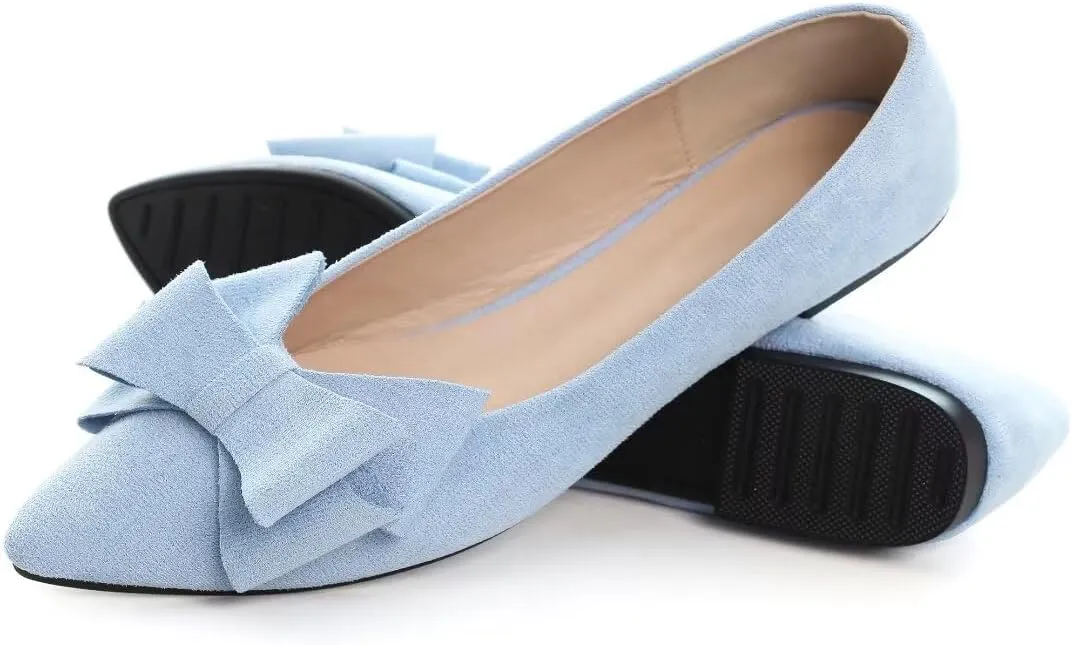TN TANGNEST Women Fashion Bowknot Flats Comfort Pointed Toe Dress Shoes