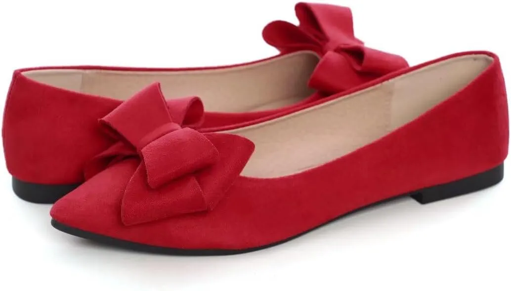 TN TANGNEST Women Fashion Bowknot Flats Comfort Pointed Toe Dress Shoes