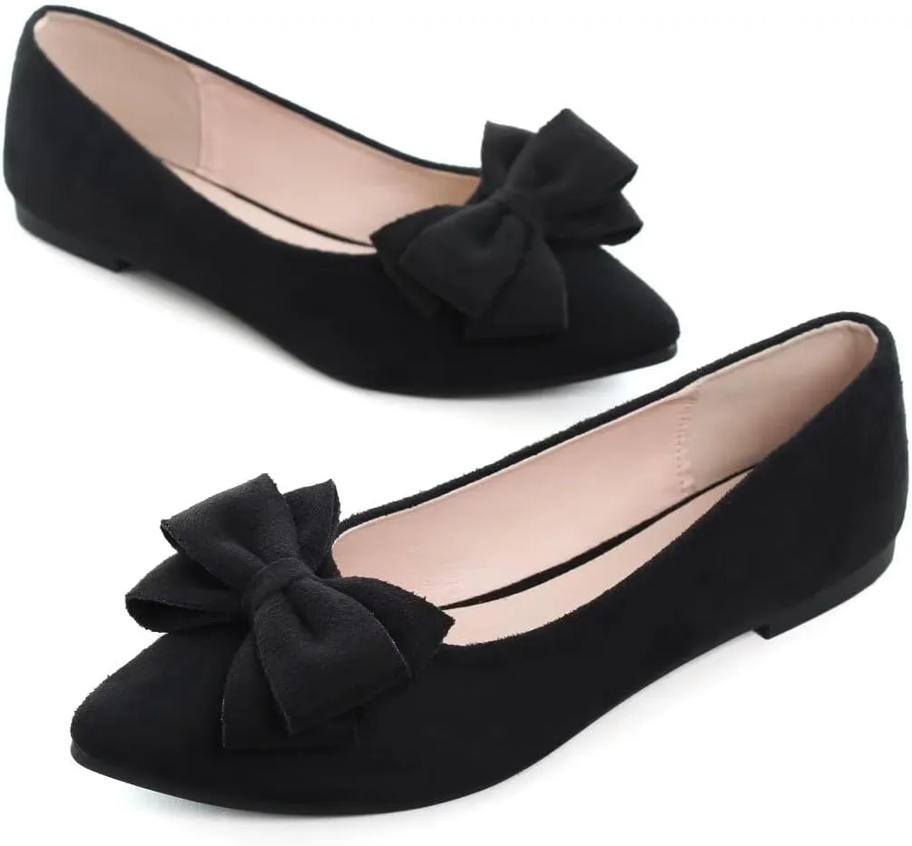 TN TANGNEST Women Fashion Bowknot Flats Comfort Pointed Toe Dress Shoes