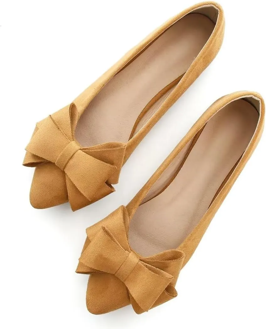 TN TANGNEST Women Fashion Bowknot Flats Comfort Pointed Toe Dress Shoes