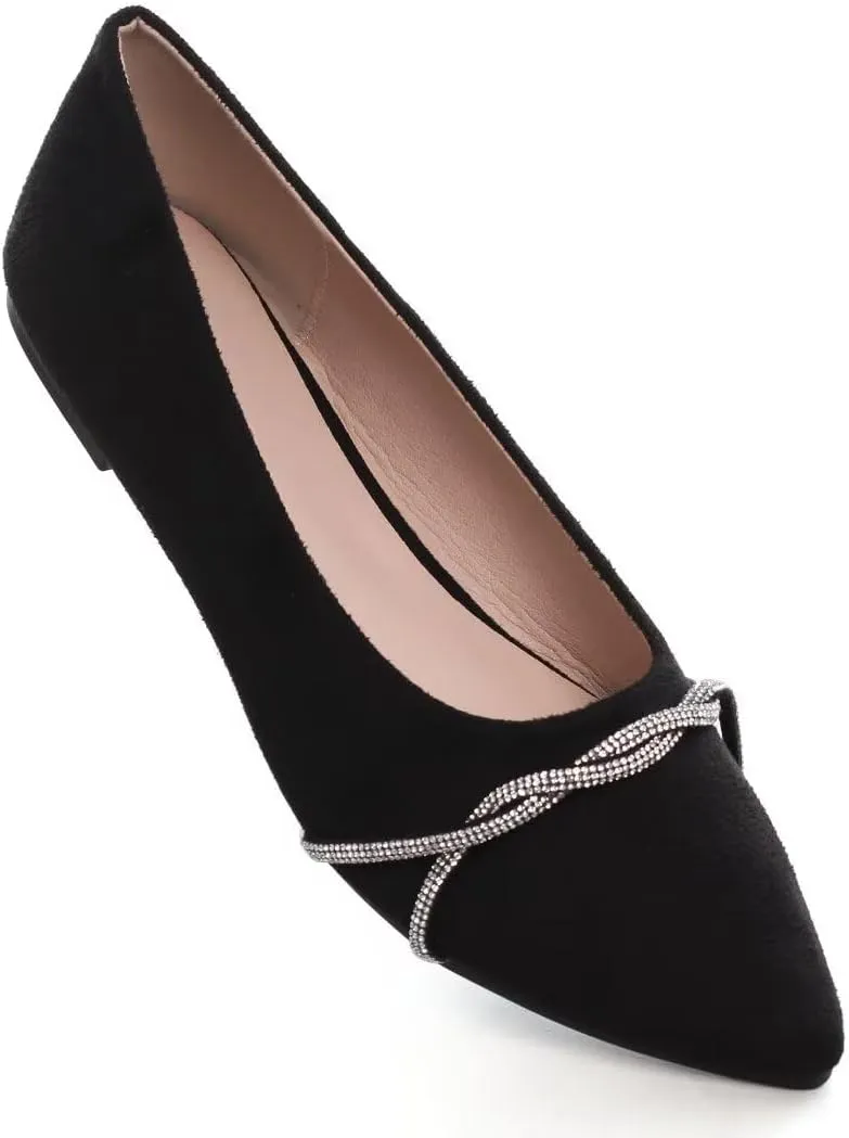 TN TANGNEST Womens Casual Flats Fashion Chain Pointed Toe Ballet Flats Rhinestone Flats Comfort Slip On Dress Shoes