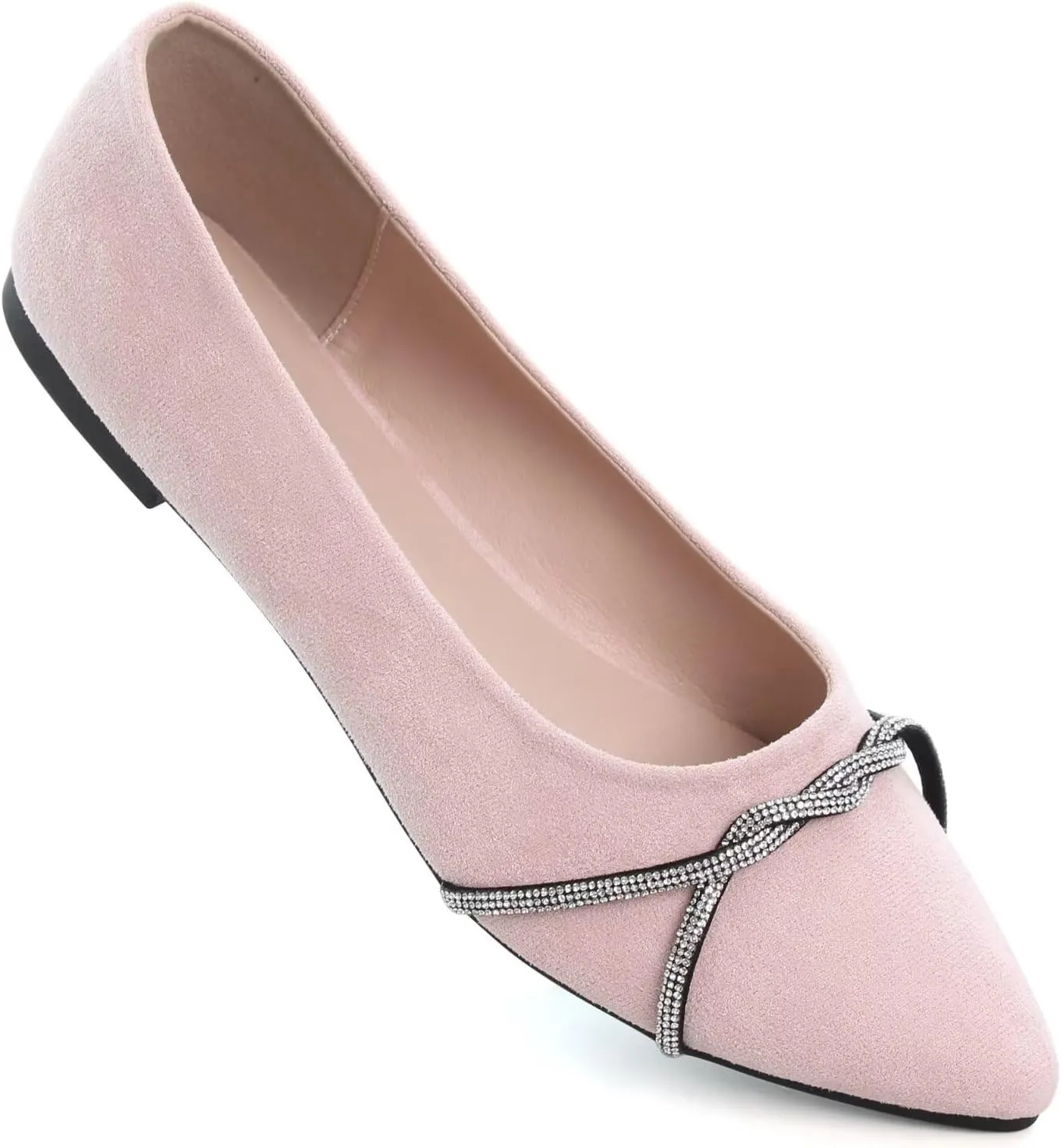 TN TANGNEST Womens Casual Flats Fashion Chain Pointed Toe Ballet Flats Rhinestone Flats Comfort Slip On Dress Shoes