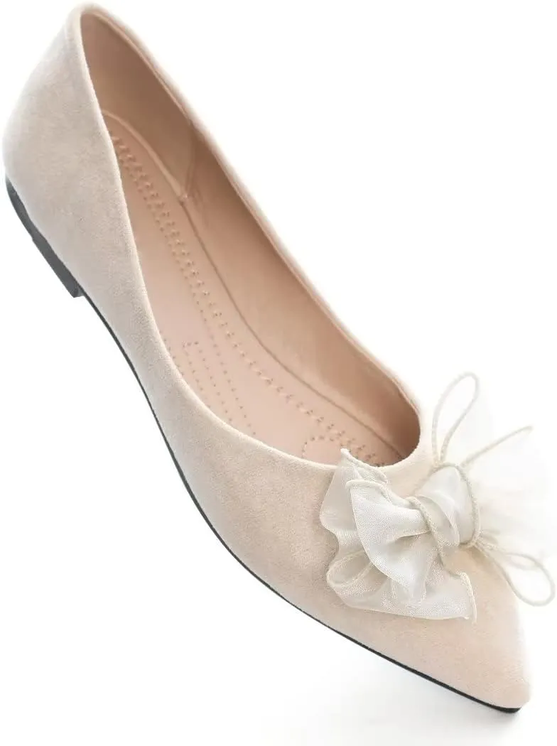 TN TANGNEST Womens Casual Flats Fashion Chain Pointed Toe Ballet Flats Rhinestone Flats Comfort Slip On Dress Shoes