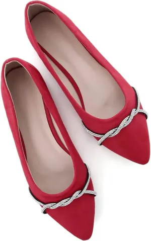 TN TANGNEST Womens Casual Flats Fashion Chain Pointed Toe Ballet Flats Rhinestone Flats Comfort Slip On Dress Shoes