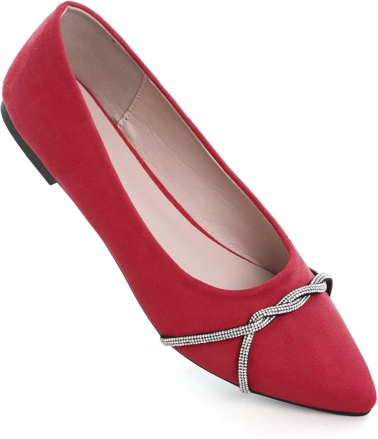 TN TANGNEST Womens Casual Flats Fashion Chain Pointed Toe Ballet Flats Rhinestone Flats Comfort Slip On Dress Shoes