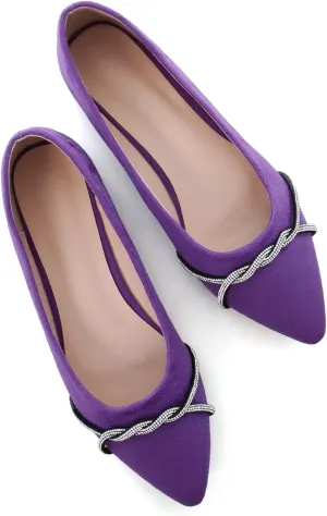 TN TANGNEST Womens Casual Flats Fashion Chain Pointed Toe Ballet Flats Rhinestone Flats Comfort Slip On Dress Shoes