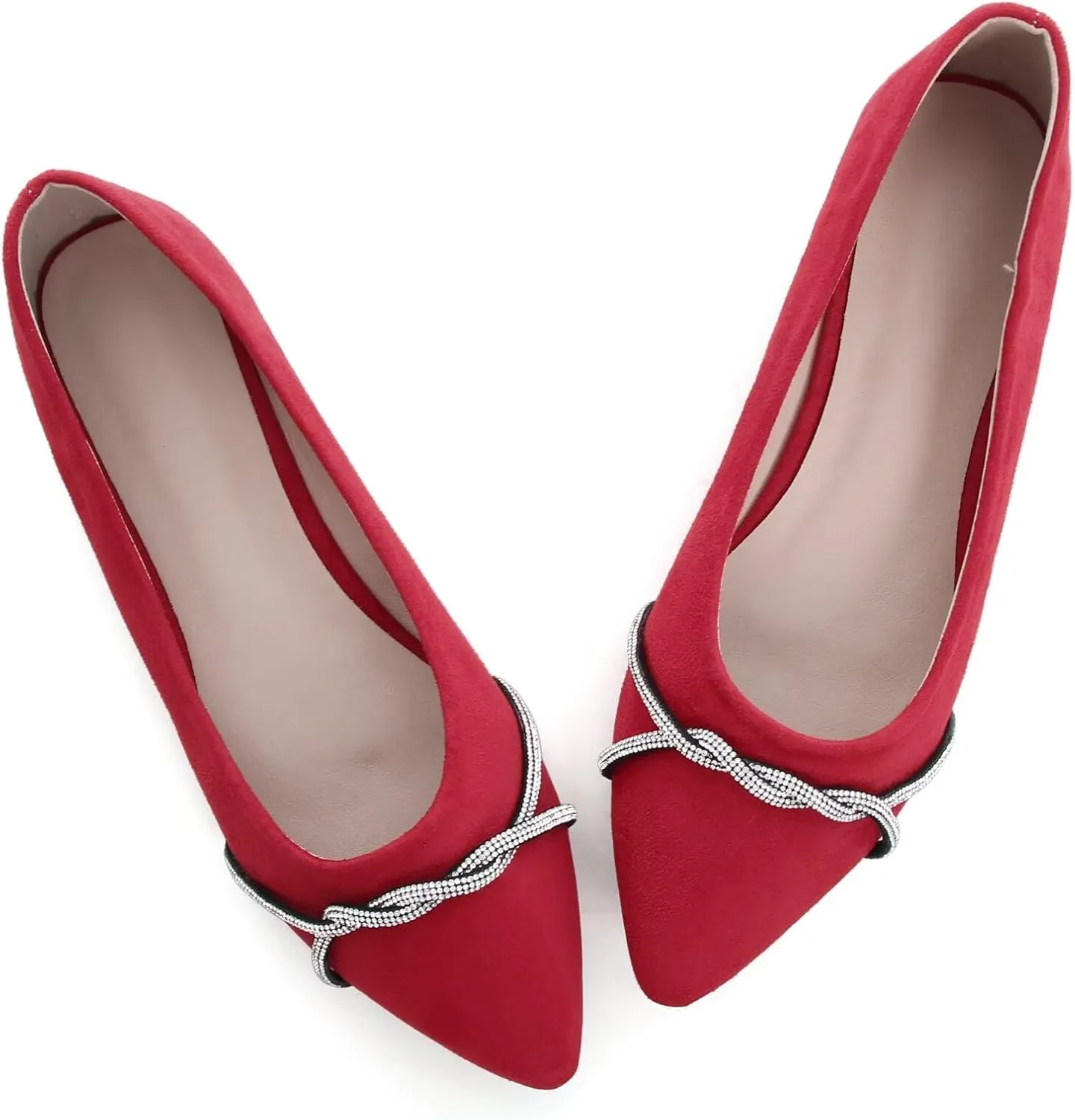 TN TANGNEST Womens Casual Flats Fashion Chain Pointed Toe Ballet Flats Rhinestone Flats Comfort Slip On Dress Shoes