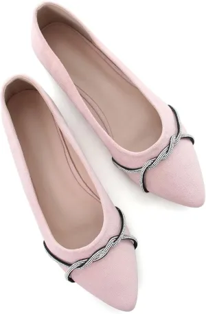 TN TANGNEST Womens Casual Flats Fashion Chain Pointed Toe Ballet Flats Rhinestone Flats Comfort Slip On Dress Shoes
