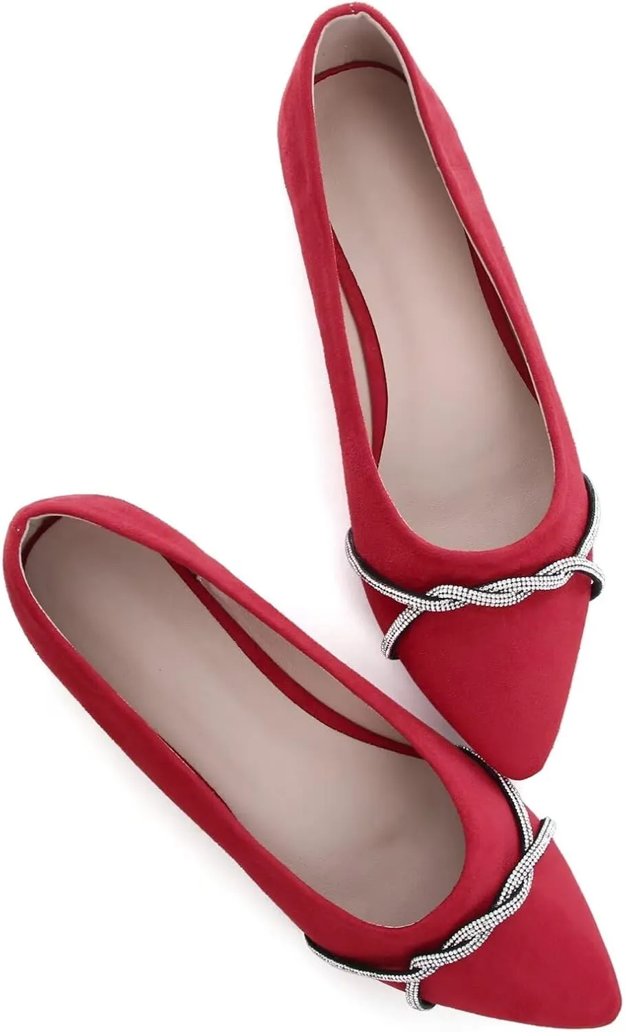 TN TANGNEST Womens Casual Flats Fashion Chain Pointed Toe Ballet Flats Rhinestone Flats Comfort Slip On Dress Shoes