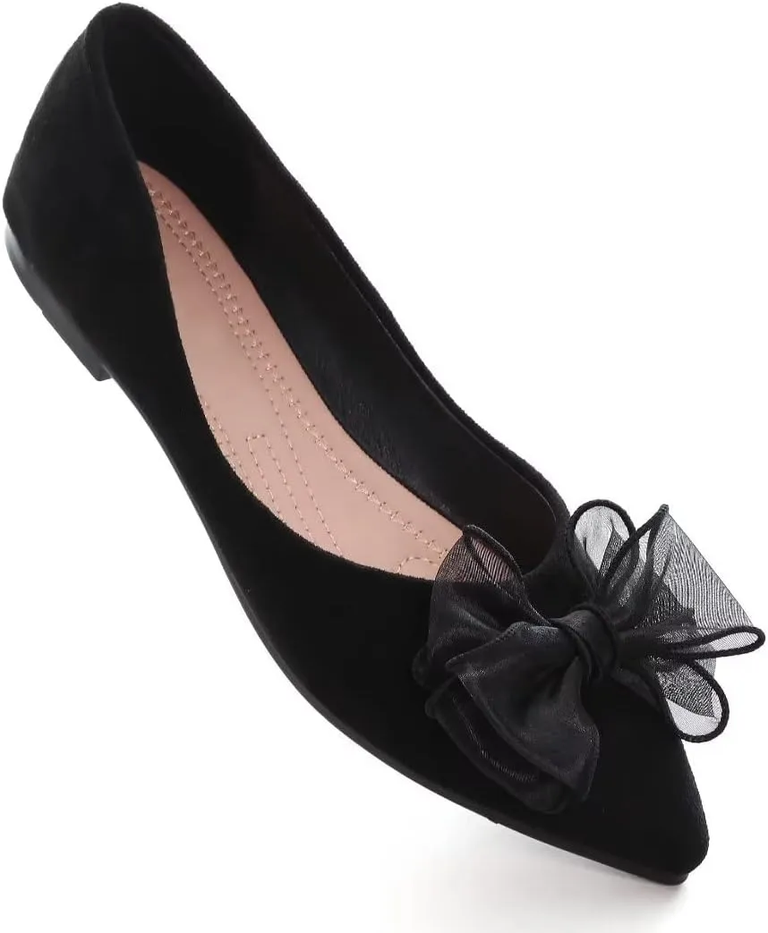 TN TANGNEST Womens Casual Flats Fashion Chain Pointed Toe Ballet Flats Rhinestone Flats Comfort Slip On Dress Shoes