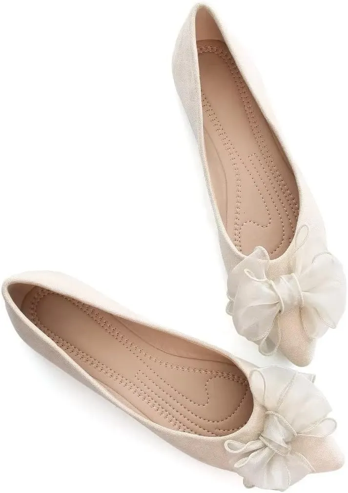 TN TANGNEST Womens Casual Flats Fashion Chain Pointed Toe Ballet Flats Rhinestone Flats Comfort Slip On Dress Shoes