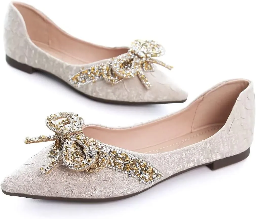TN TANGNEST Womens Christmas Flat Shoes Snowflake Bell Bowknot Flats Fashion Pointed Toe Comfortable Slip On Flats