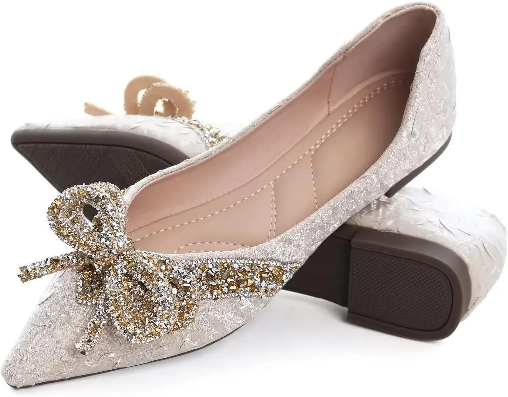 TN TANGNEST Womens Christmas Flat Shoes Snowflake Bell Bowknot Flats Fashion Pointed Toe Comfortable Slip On Flats