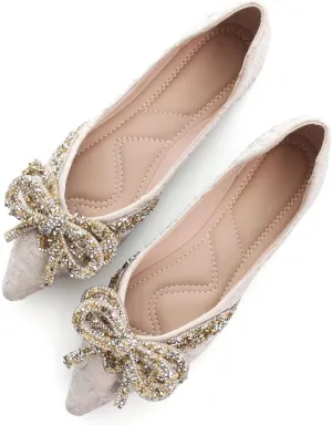 TN TANGNEST Womens Christmas Flat Shoes Snowflake Bell Bowknot Flats Fashion Pointed Toe Comfortable Slip On Flats