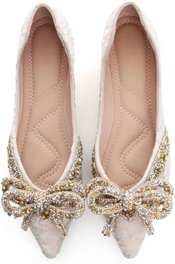TN TANGNEST Womens Christmas Flat Shoes Snowflake Bell Bowknot Flats Fashion Pointed Toe Comfortable Slip On Flats
