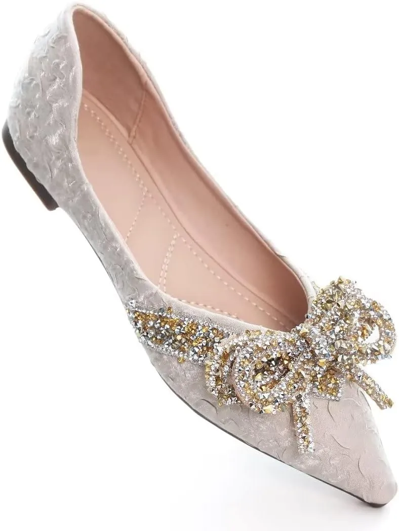 TN TANGNEST Womens Christmas Flat Shoes Snowflake Bell Bowknot Flats Fashion Pointed Toe Comfortable Slip On Flats