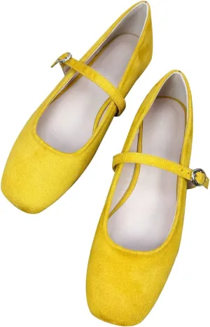 TN TANGNEST Women's Retro Color Block Mary Jane Flats Elegant Square Toe One Line Strap Ballet Flats Slip On Casual Flats