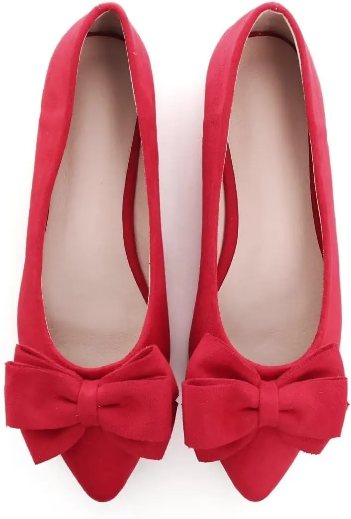 TN TANGNEST Women's Summer Dress Flats - Comfortable Pointed Toe Bowknot Ballet Shoes for Woman - Soft Suede Driving Flats