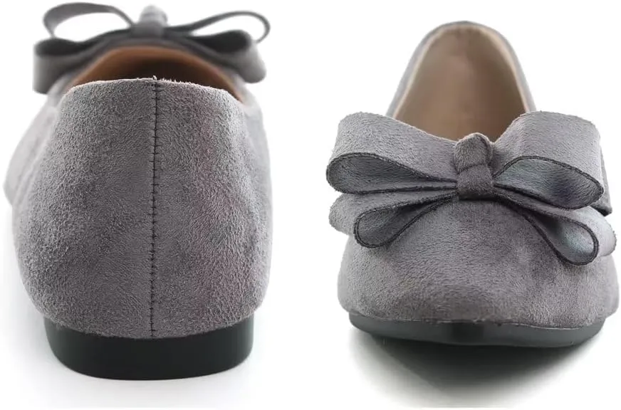 TN TANGNEST Women's Summer Dress Flats - Comfortable Pointed Toe Bowknot Ballet Shoes for Woman - Soft Suede Driving Flats