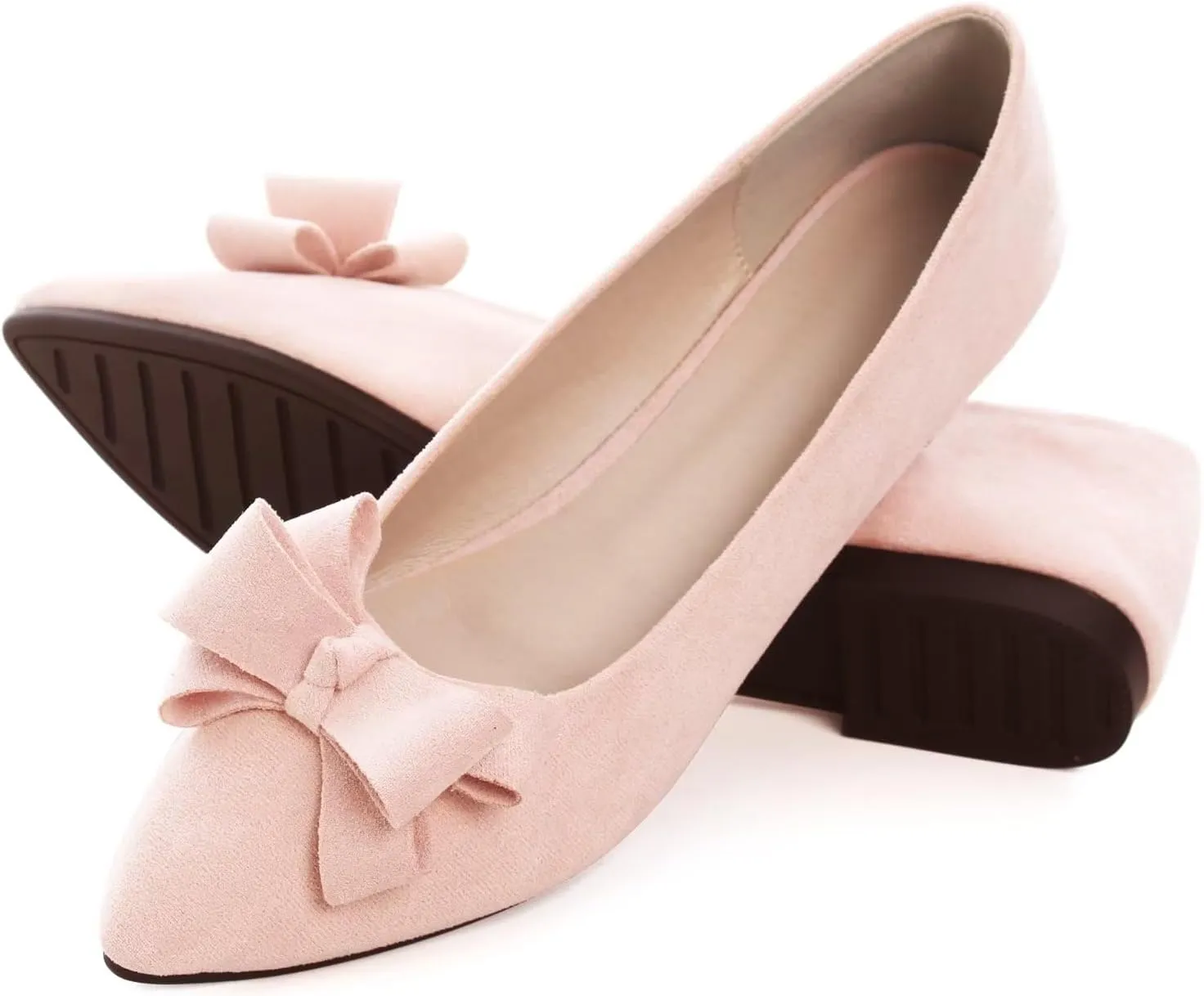 TN TANGNEST Women's Summer Dress Flats - Comfortable Pointed Toe Bowknot Ballet Shoes for Woman - Soft Suede Driving Flats