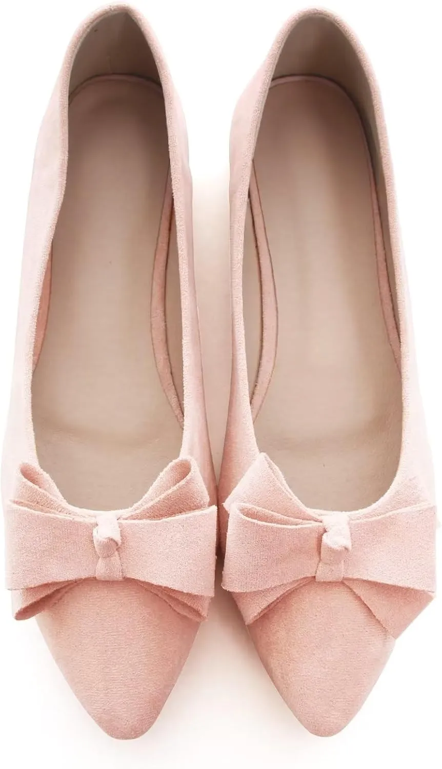 TN TANGNEST Women's Summer Dress Flats - Comfortable Pointed Toe Bowknot Ballet Shoes for Woman - Soft Suede Driving Flats