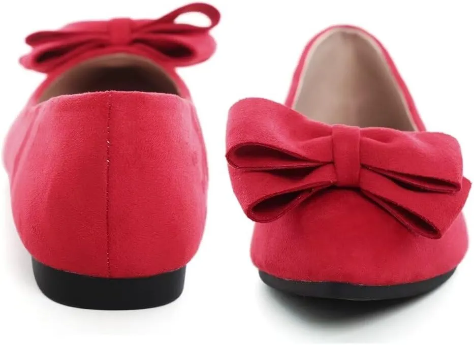 TN TANGNEST Women's Summer Dress Flats - Comfortable Pointed Toe Bowknot Ballet Shoes for Woman - Soft Suede Driving Flats