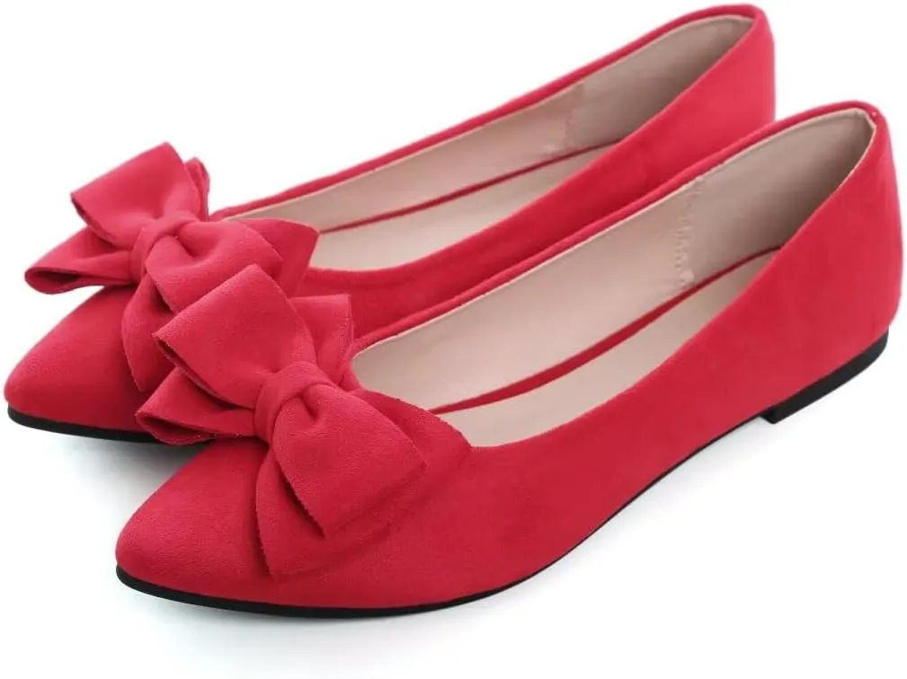 TN TANGNEST Women's Summer Dress Flats - Comfortable Pointed Toe Bowknot Ballet Shoes for Woman - Soft Suede Driving Flats