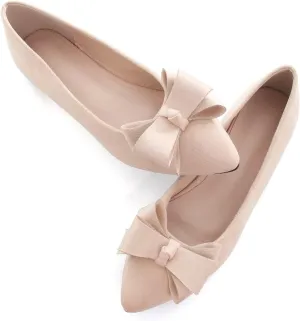 TN TANGNEST Women's Summer Dress Flats - Comfortable Pointed Toe Bowknot Ballet Shoes for Woman - Soft Suede Driving Flats