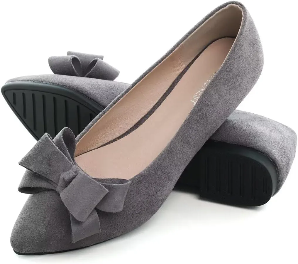 TN TANGNEST Women's Summer Dress Flats - Comfortable Pointed Toe Bowknot Ballet Shoes for Woman - Soft Suede Driving Flats