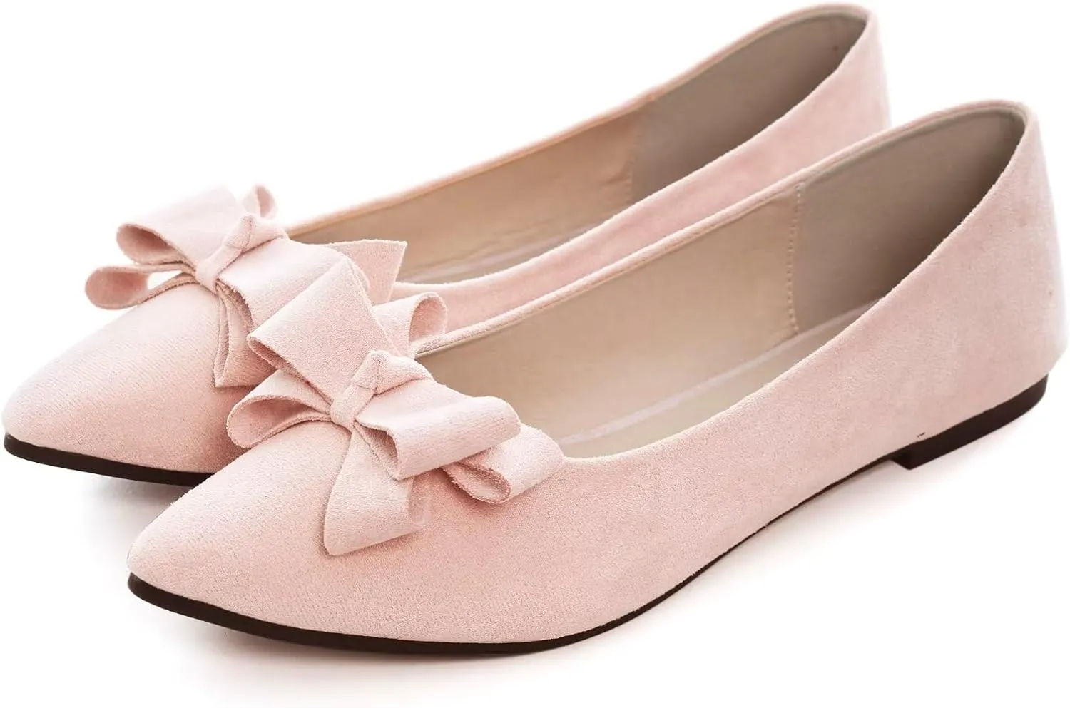 TN TANGNEST Women's Summer Dress Flats - Comfortable Pointed Toe Bowknot Ballet Shoes for Woman - Soft Suede Driving Flats