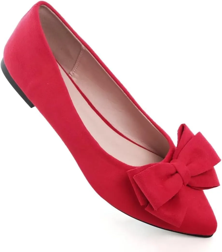 TN TANGNEST Women's Summer Dress Flats - Comfortable Pointed Toe Bowknot Ballet Shoes for Woman - Soft Suede Driving Flats