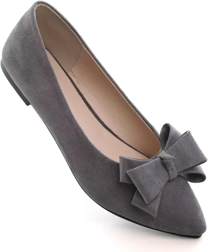 TN TANGNEST Women's Summer Dress Flats - Comfortable Pointed Toe Bowknot Ballet Shoes for Woman - Soft Suede Driving Flats