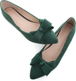 TN TANGNEST Women's Summer Dress Flats - Comfortable Pointed Toe Bowknot Ballet Shoes for Woman - Soft Suede Driving Flats