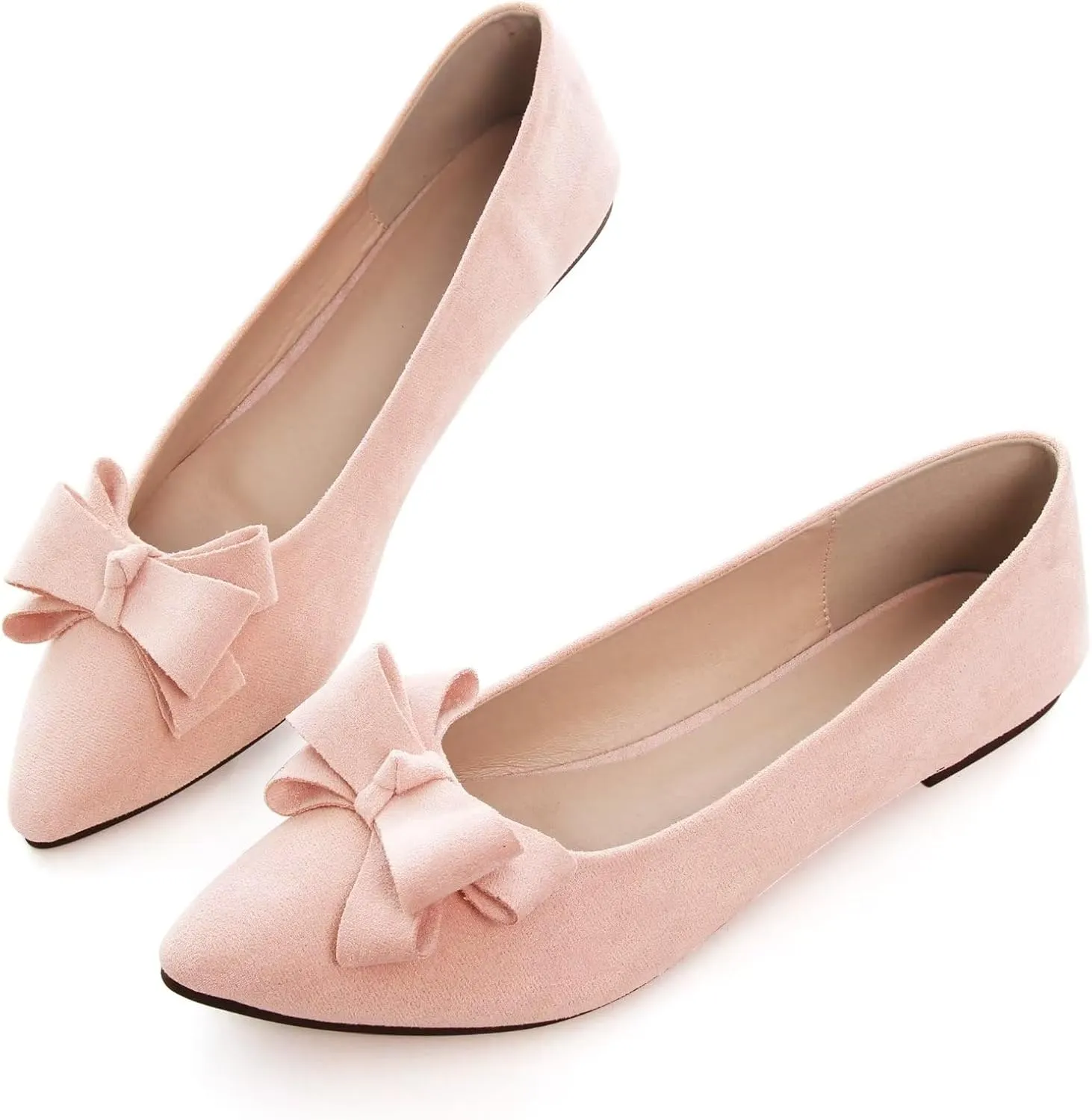 TN TANGNEST Women's Summer Dress Flats - Comfortable Pointed Toe Bowknot Ballet Shoes for Woman - Soft Suede Driving Flats