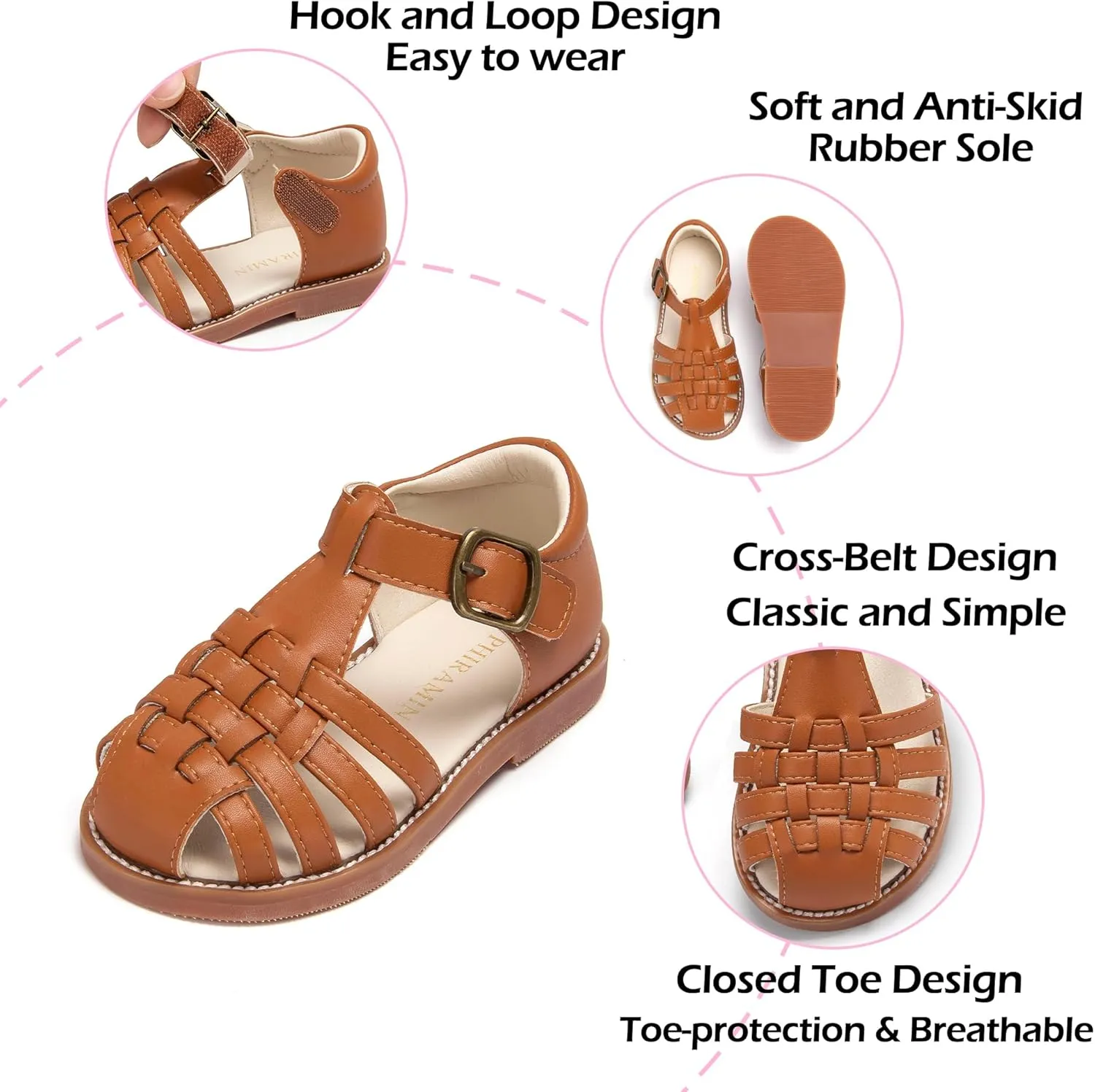 Toddler Little Girl Summer Sandals - Flower Girl Close Toe Dress Shoes Flats Wedding Princess