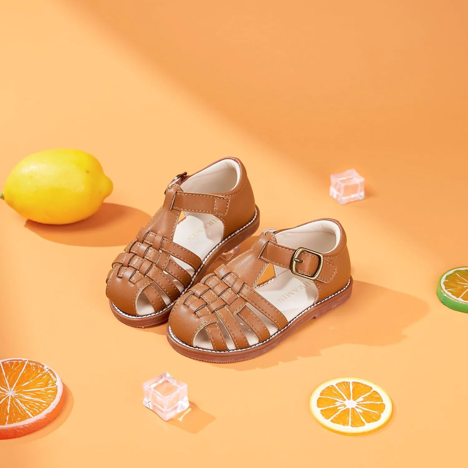 Toddler Little Girl Summer Sandals - Flower Girl Close Toe Dress Shoes Flats Wedding Princess