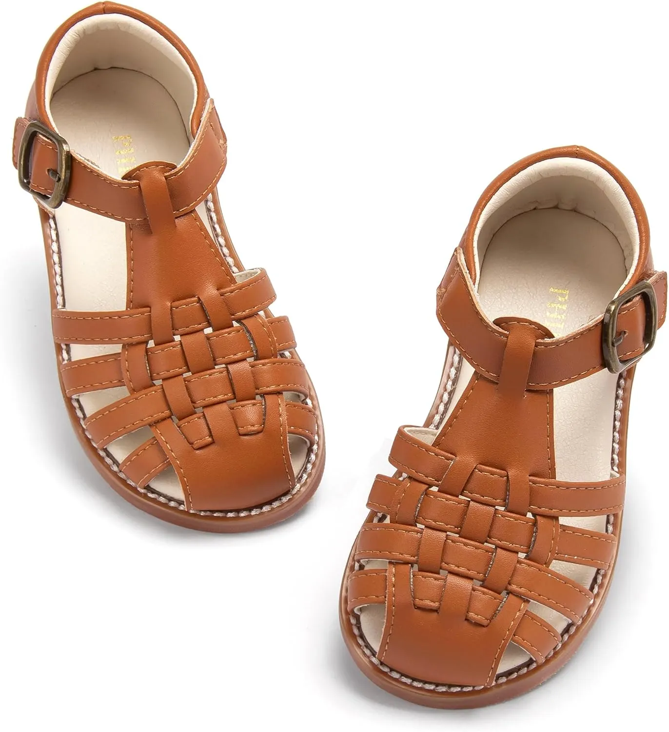 Toddler Little Girl Summer Sandals - Flower Girl Close Toe Dress Shoes Flats Wedding Princess