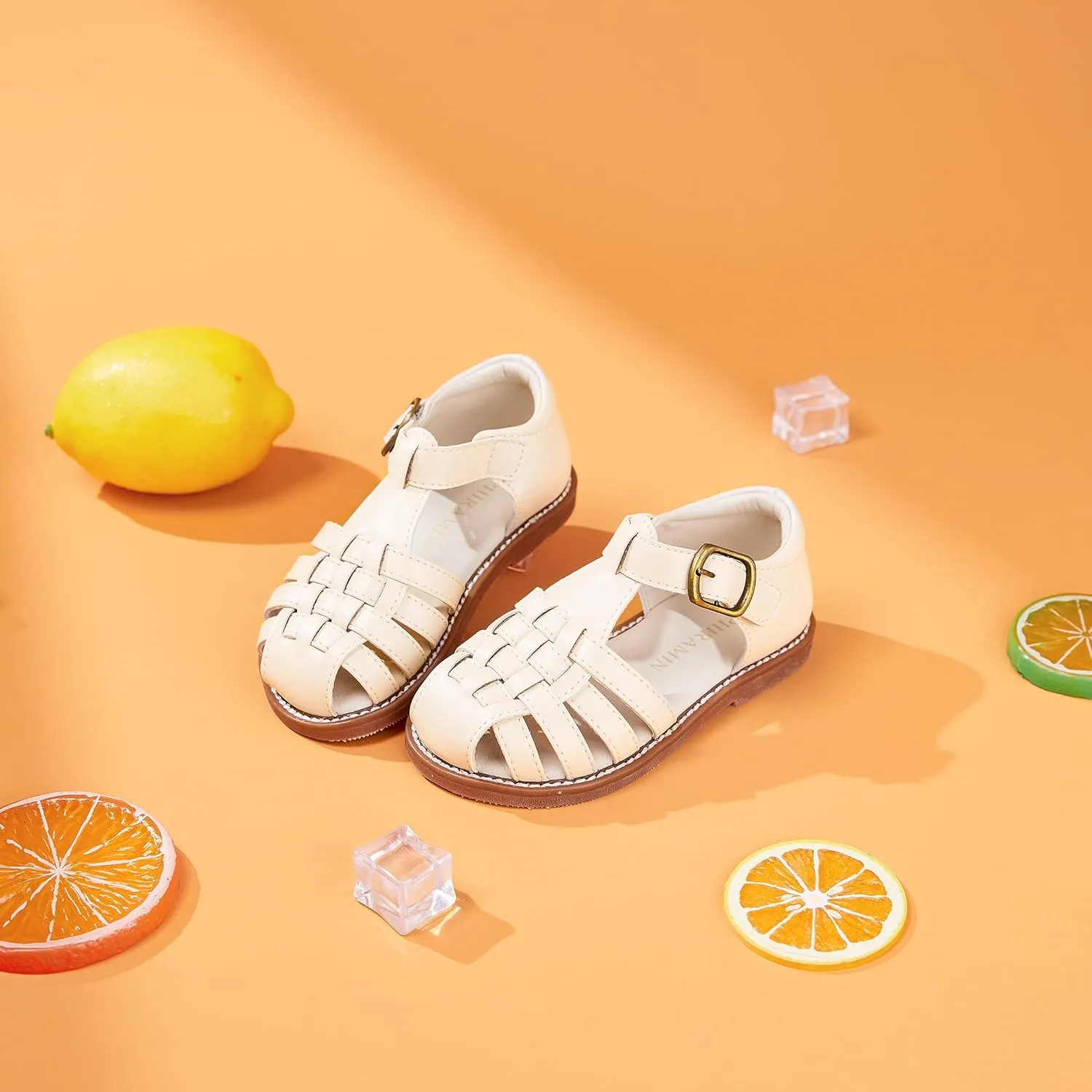 Toddler Little Girl Summer Sandals - Flower Girl Close Toe Dress Shoes Flats Wedding Princess