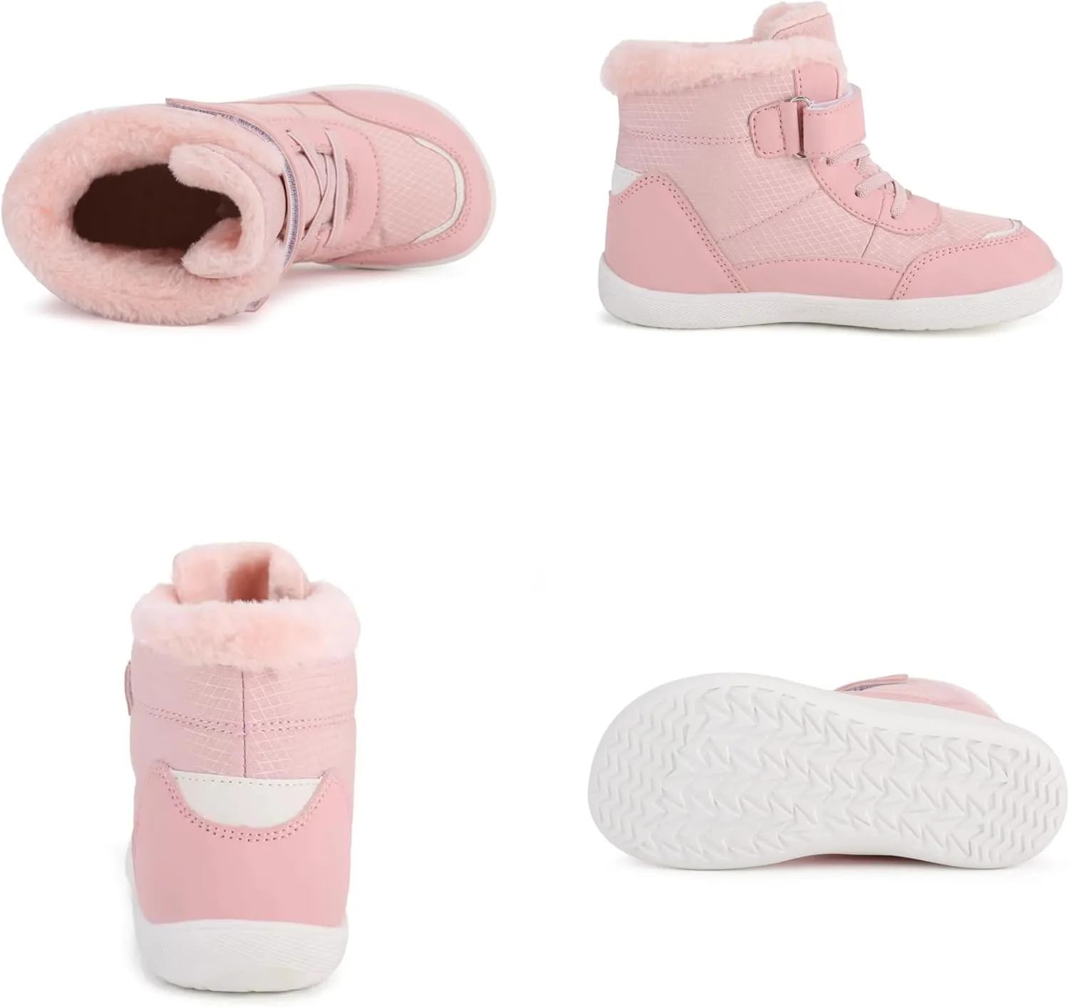 Toddler/Little/Big Kids Barefoot Shoes Girls Boys Winter Wide Toe Box Fur Lined Warm Anti-Slip Minimalist High Top Snow Boots