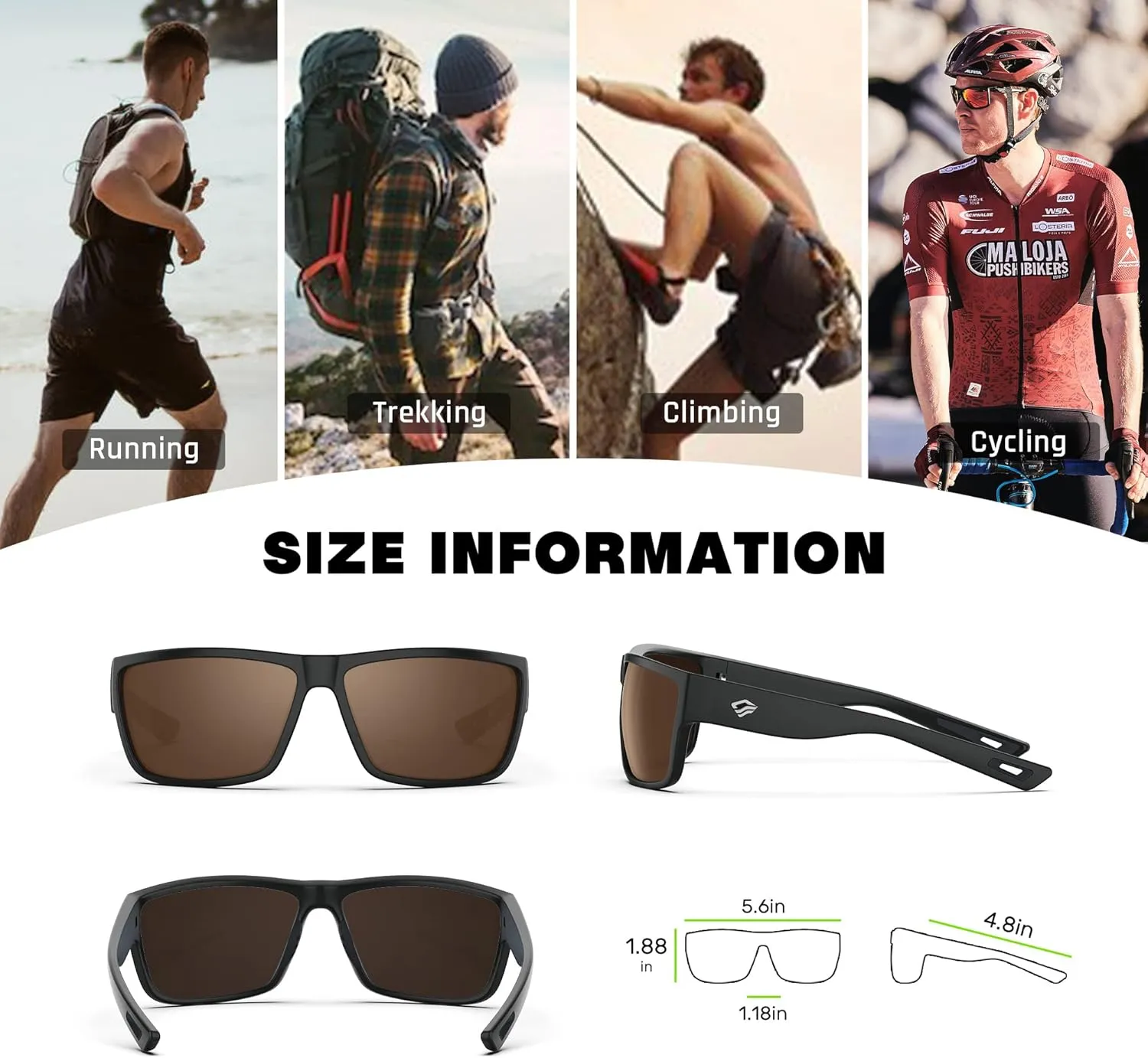 TOREGE Polarized Sports Sunglasses for Men and Women Cycling Running Golf Fishing Sunglasses TR26