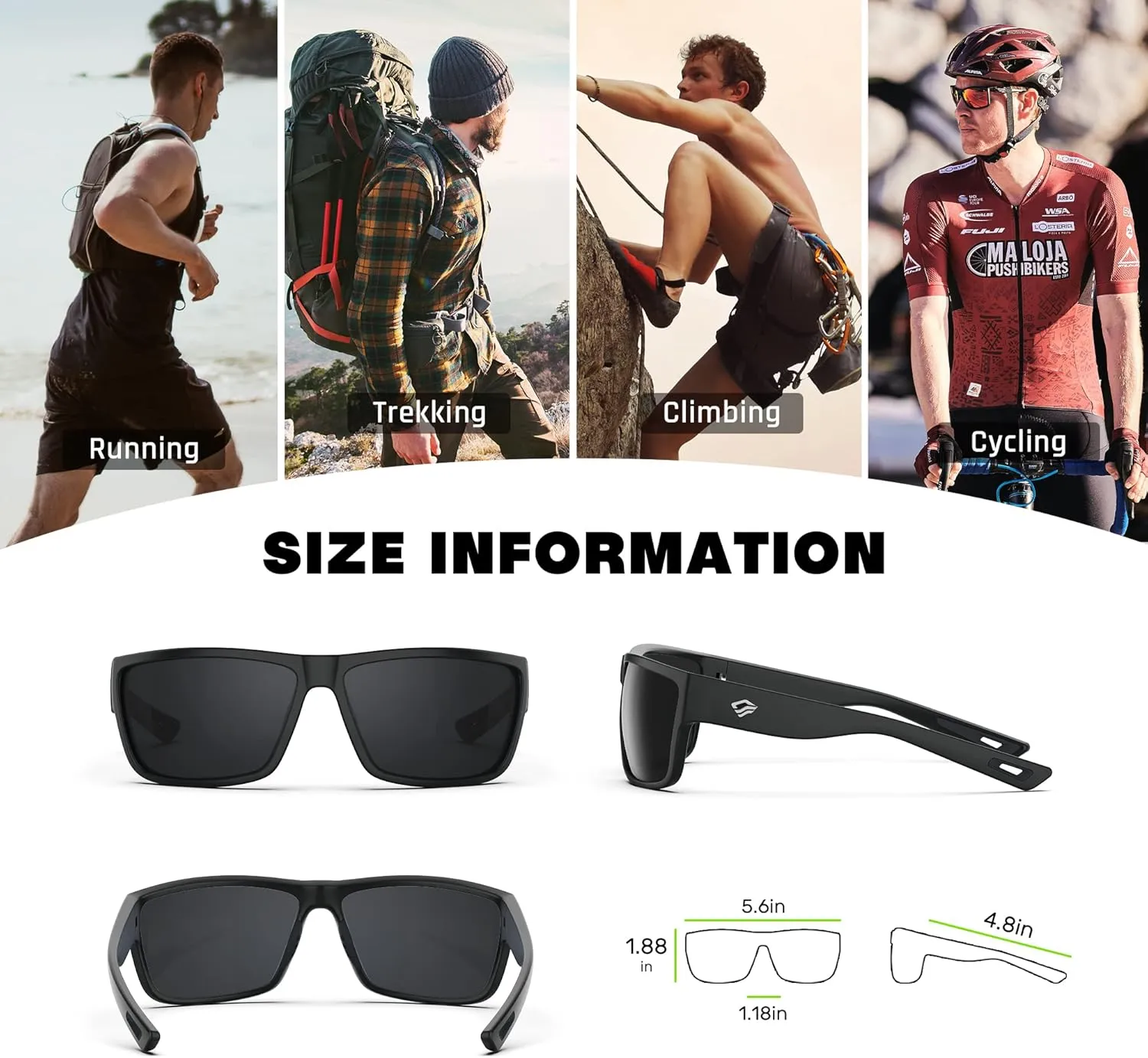 TOREGE Polarized Sports Sunglasses for Men and Women Cycling Running Golf Fishing Sunglasses TR26