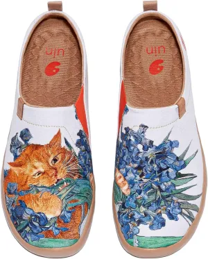 UIN Women's Art Travel Shoes Slip On Casual Loafers Lightweight Comfort Fashion Sneaker Fat Cat Art Toledo Ⅰ Love Irises' Smell (6)