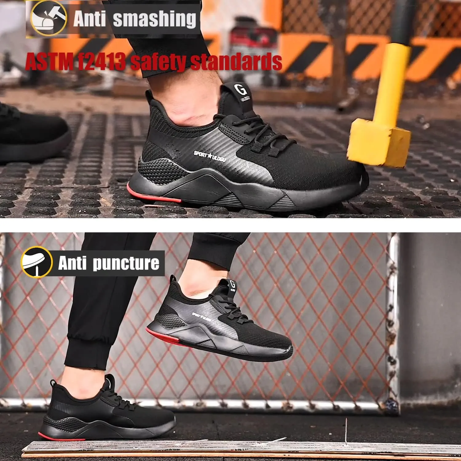 ulogu Waterproof Steel Toe Shoes for Men Comfy Lightweight Non Slip Safety Work Sneakers 6-Month Warranty