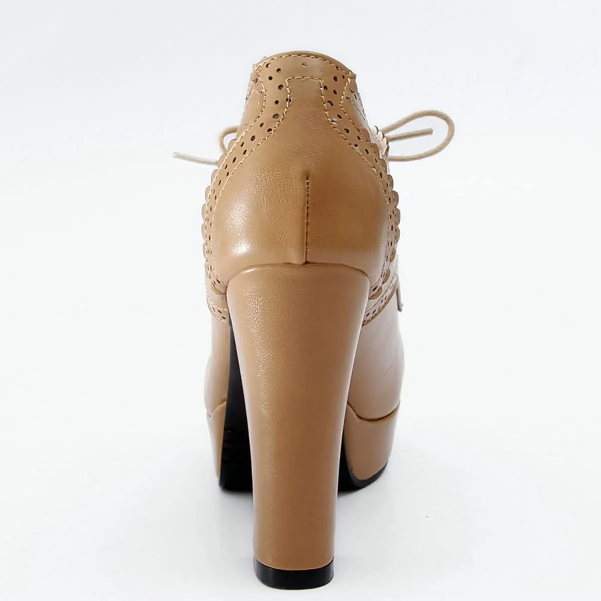 Uniquelly Womens High Platform Ankle Boots Block Heel Booties Round Toe Lace Up Pumps Elegant Dress Shoes