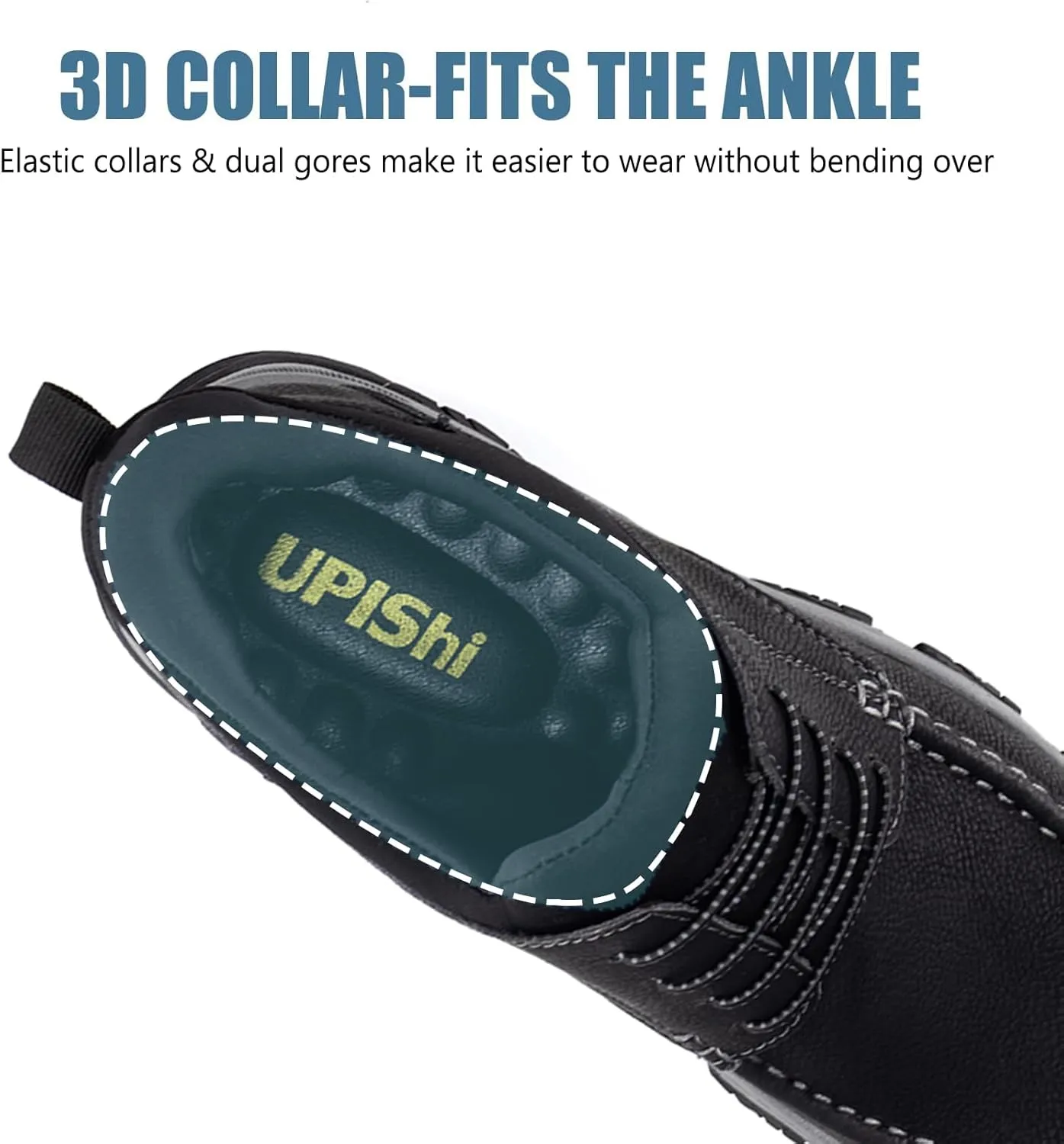 UPIShi Men's Slip On Hands Free Leather Walking Loafers Slip-Ins Casual Dress Work Office Business Outdoor Cushioning Shoes