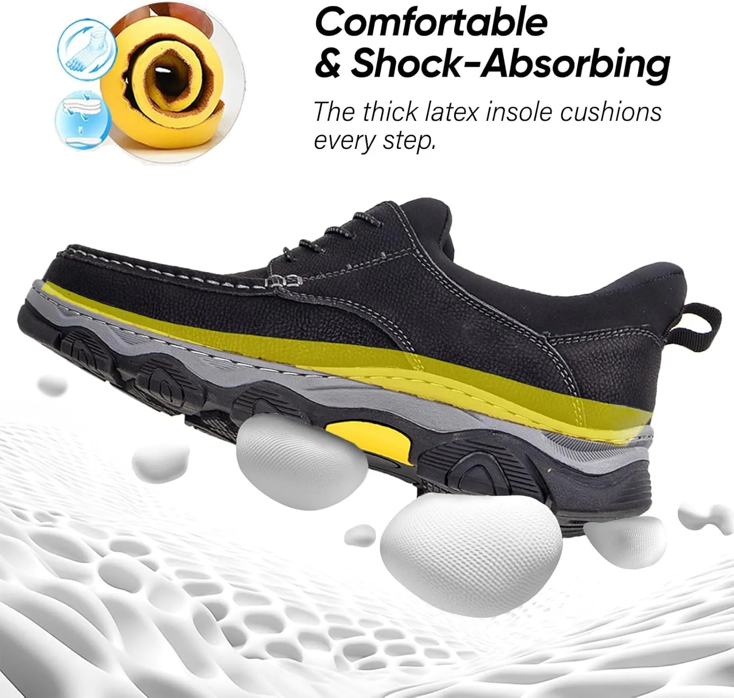 UPIShi Men's Slip On Hands Free Leather Walking Loafers Slip-Ins Casual Dress Work Office Business Outdoor Cushioning Shoes